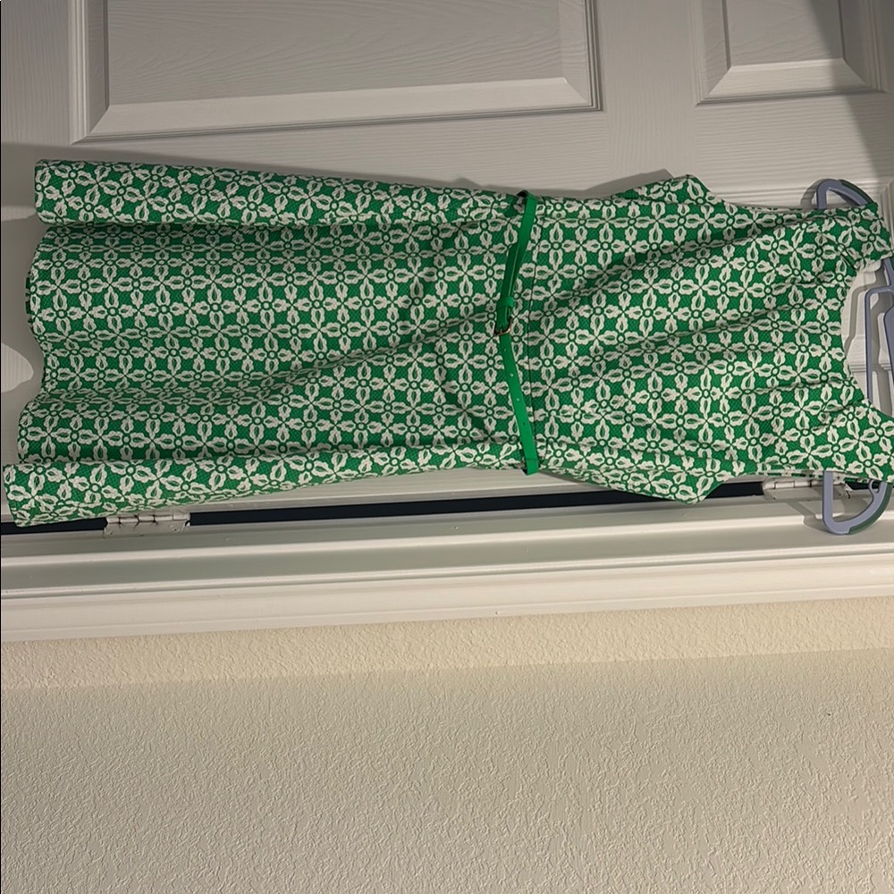 Green and White Patterned Dress